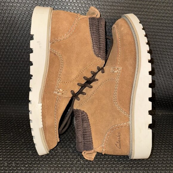 Clarks Barnes Mid Moc Toe Brown Suede Outdoor Comfort Boots Men's Size 7.5 - Picture 4 of 8